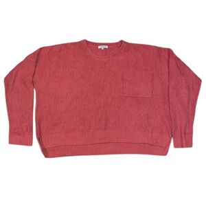 Madewell Orange Crewneck Sweater Soft Oversized Cropped Fit